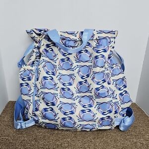 Vera Bradley Feelin Crabby Blue Crabs Deluxe Drawstring Tote Bag 15x15